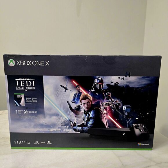 Microsoft Xbox One X 1TB Black Jedi Fallen Order Bundle Star Wars Mint Condition